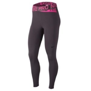 Nike PRO gray/Pink logo twist waistband leggings, M